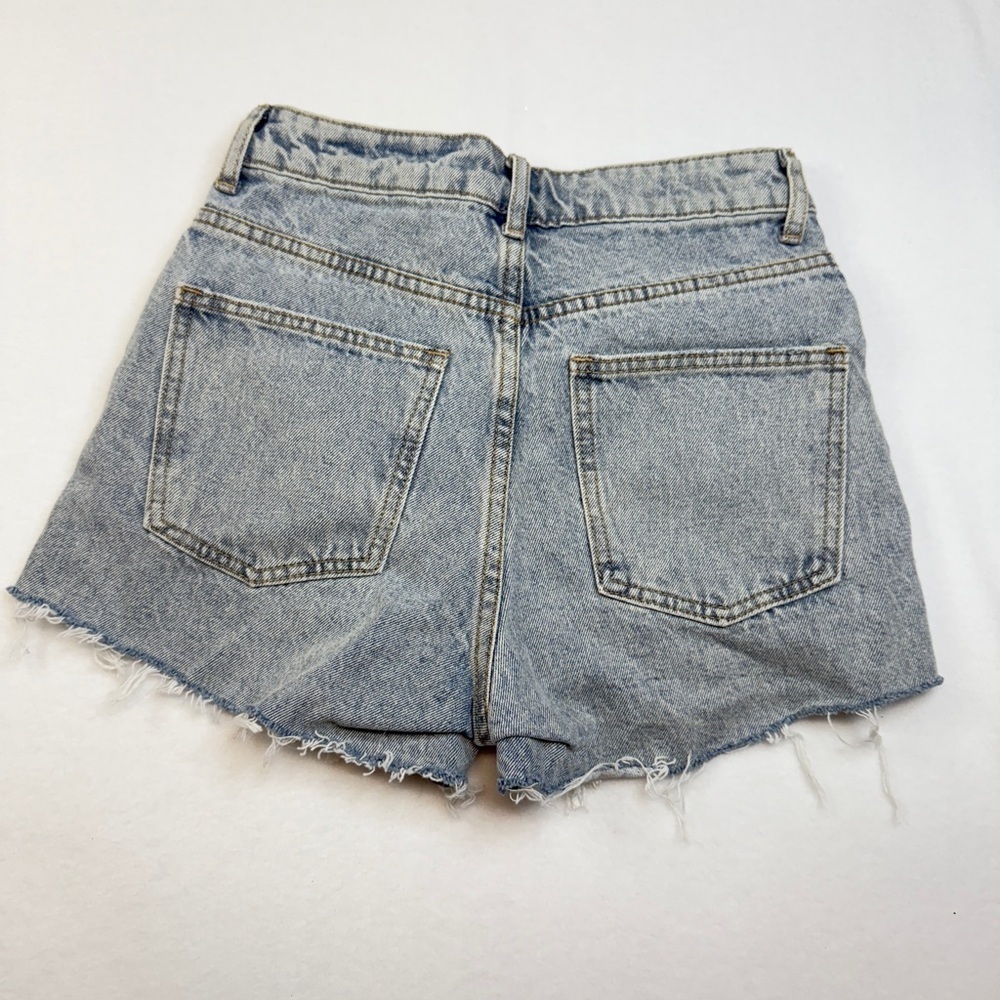 Adika Blue Jean Shorts Rhinestone Fringe Distressed Cut-Off Style - Picture 2 of 4